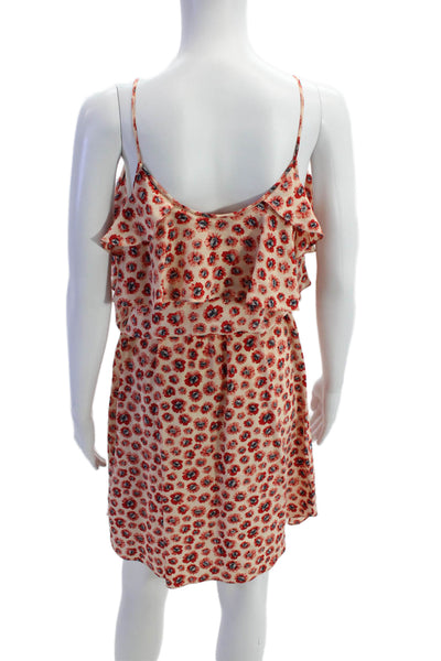 Rebecca Taylor Womens Silk Floral Print A Line Dress Pink Red Size 4