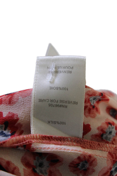 Rebecca Taylor Womens Silk Floral Print A Line Dress Pink Red Size 4
