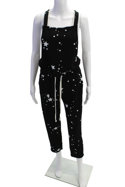 Monrow Womens Stars Print Sleeveless Jumpsuit Black White Cotton Size Medium