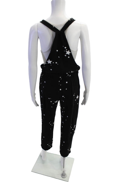 Monrow Womens Stars Print Sleeveless Jumpsuit Black White Cotton Size Medium