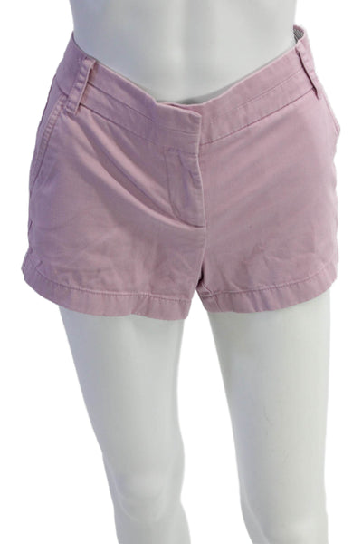 J Crew Womens Mid Rise Zip Up Chino Shorts Mauve Pink Cotton Size 2