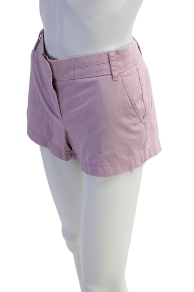 J Crew Womens Mid Rise Zip Up Chino Shorts Mauve Pink Cotton Size 2