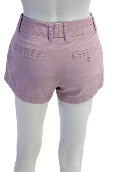 J Crew Womens Mid Rise Zip Up Chino Shorts Mauve Pink Cotton Size 2