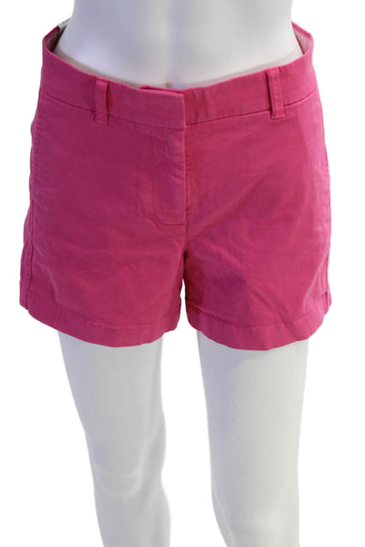 J Crew Womens Mid Rise Zip Up Chino Shorts Pink Cotton Size 2