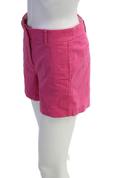 J Crew Womens Mid Rise Zip Up Chino Shorts Pink Cotton Size 2