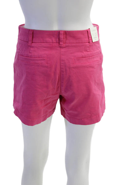 J Crew Womens Mid Rise Zip Up Chino Shorts Pink Cotton Size 2