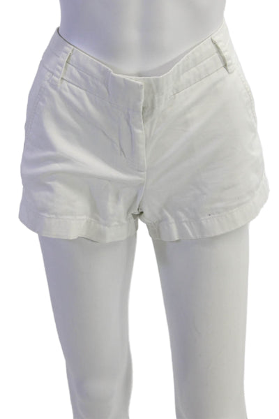 J Crew Womens Mid Rise Zip Up Chino Shorts White Cotton Size 2