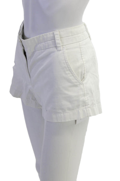 J Crew Womens Mid Rise Zip Up Chino Shorts White Cotton Size 2
