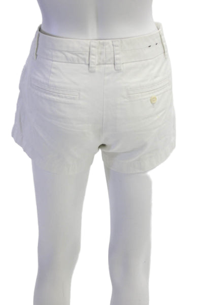 J Crew Womens Mid Rise Zip Up Chino Shorts White Cotton Size 2