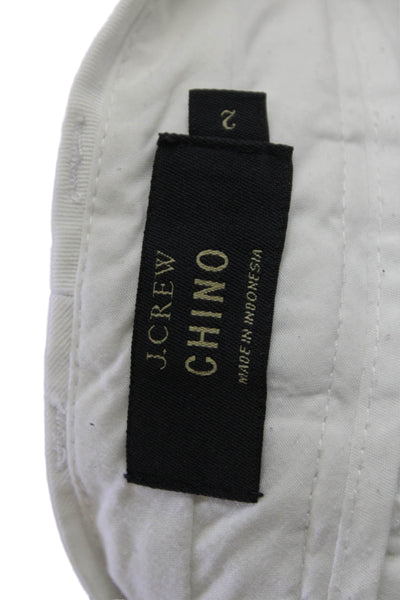 J Crew Womens Mid Rise Zip Up Chino Shorts White Cotton Size 2