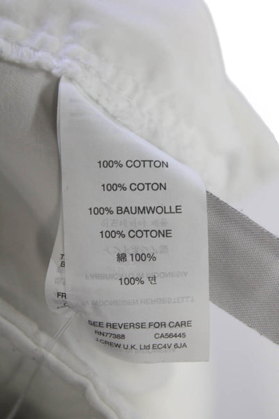 J Crew Womens Mid Rise Zip Up Chino Shorts White Cotton Size 2