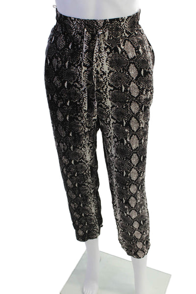 Nation LTD Womens Snakeskin Print High Rise Pants Black Beige Size Medium