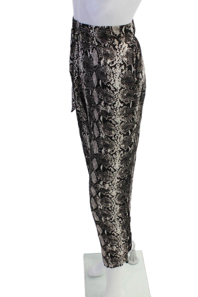 Nation LTD Womens Snakeskin Print High Rise Pants Black Beige Size Medium