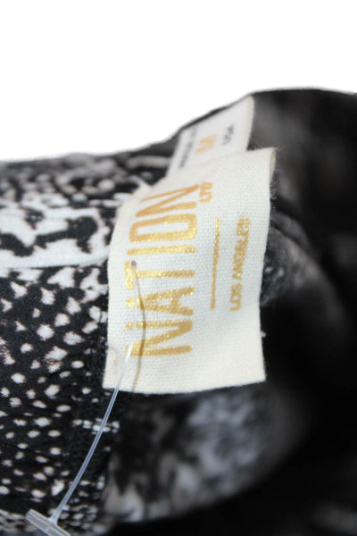 Nation LTD Womens Snakeskin Print High Rise Pants Black Beige Size Medium