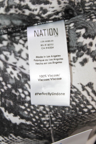 Nation LTD Womens Snakeskin Print High Rise Pants Black Beige Size Medium