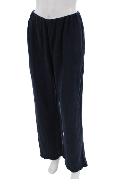 Brandy Melville Womens Elastic Waistband High Rise Knit Pants Navy Cotton Medium