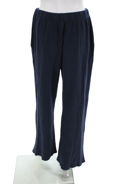 Brandy Melville Womens Elastic Waistband High Rise Knit Pants Navy Cotton Medium