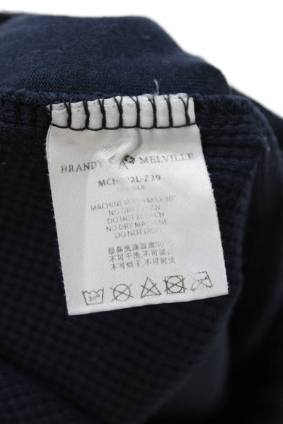 Brandy Melville Womens Elastic Waistband High Rise Knit Pants Navy Cotton Medium