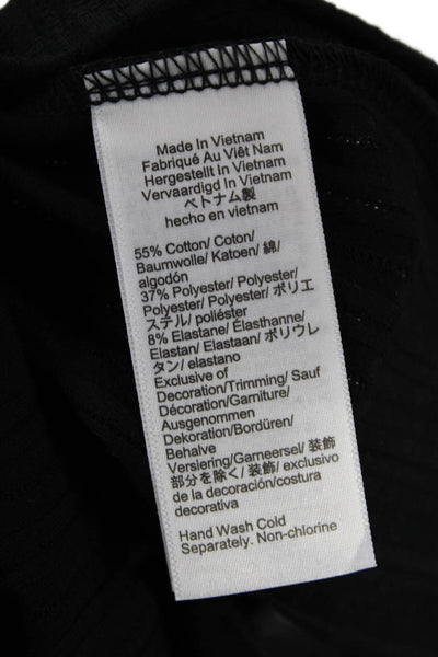 J Crew Womens Long Sleeve Crew Neck Ribbed Knit Tee Shirt Black Size Medium
