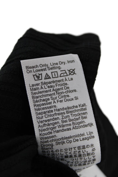 J Crew Womens Long Sleeve Crew Neck Ribbed Knit Tee Shirt Black Size Medium