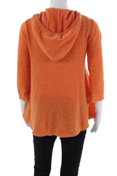 Minnie Rose Womens Cashmere Knit Long Sleeve Hooded Cardigan Orange Size S