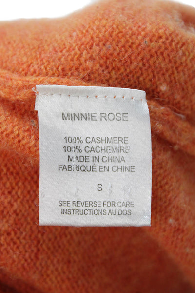 Minnie Rose Womens Cashmere Knit Long Sleeve Hooded Cardigan Orange Size S