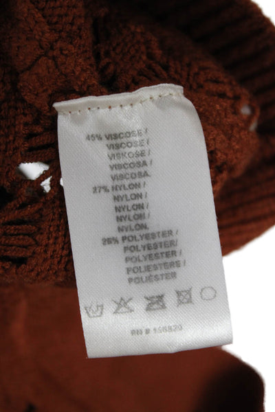 Allison Womens Lace Knitted Balloon Sleeve Cropped Cardigan Brown Size XS