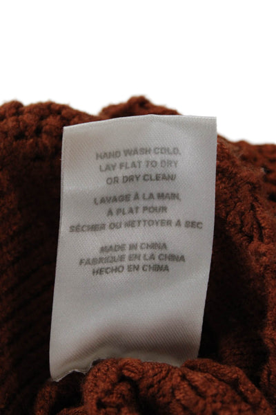 Allison Womens Lace Knitted Balloon Sleeve Cropped Cardigan Brown Size XS