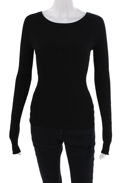 360 Sweater Womens Cutout Detail Crew Neck Long Sleeve Top Black Size XS