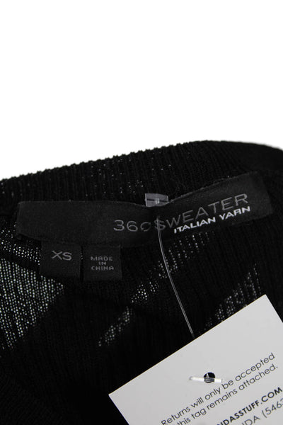 360 Sweater Womens Cutout Detail Crew Neck Long Sleeve Top Black Size XS