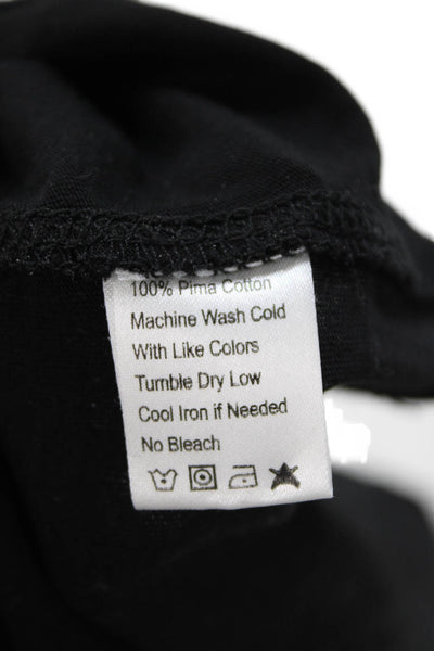 Lilla P Womens Cotton Crew Neck Long Sleeve Casual Top Solid Black Size S