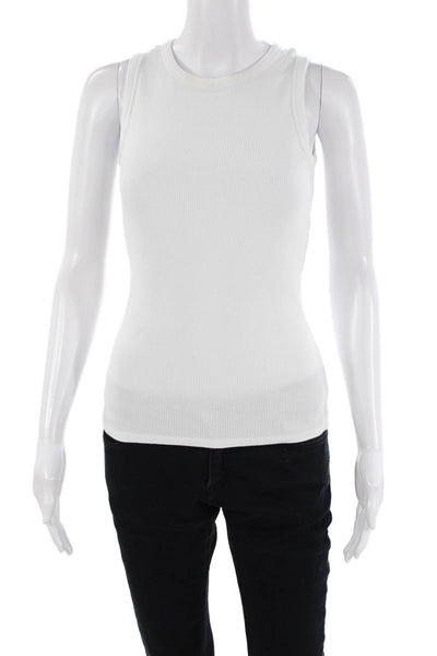 Theory Womens Cotton Round Neck Casual Basic Tank Top White Size P