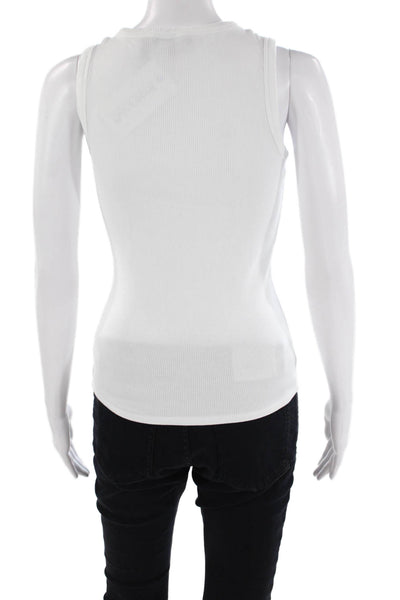 Theory Womens Cotton Round Neck Casual Basic Tank Top White Size P