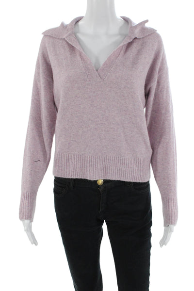 J Crew Womens Knitted Collared Long Sleeve Cropped Sweater Purple Size XS