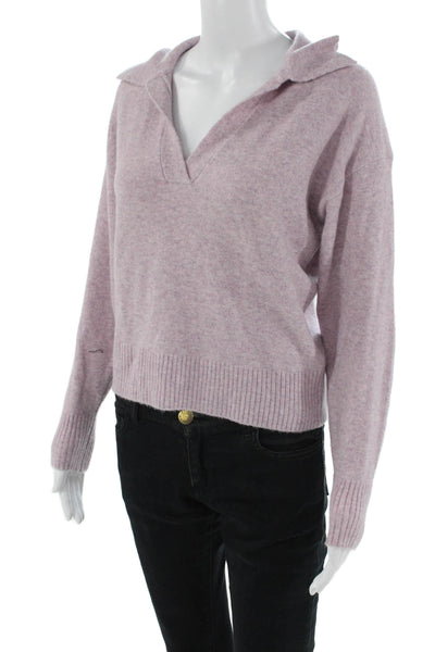J Crew Womens Knitted Collared Long Sleeve Cropped Sweater Purple Size XS