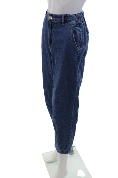 Zara Womens High Rise Zip Up Slim leg Jeans Blue Cotton Size 2