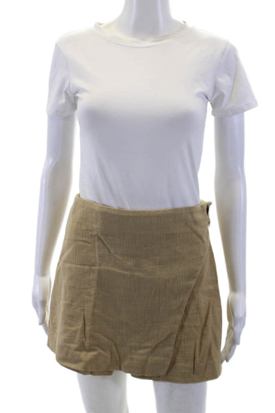 Zara Womens A Line Mini Skort Beige Cotton Size Medium