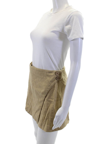 Zara Womens A Line Mini Skort Beige Cotton Size Medium