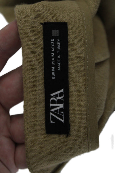 Zara Womens A Line Mini Skort Beige Cotton Size Medium