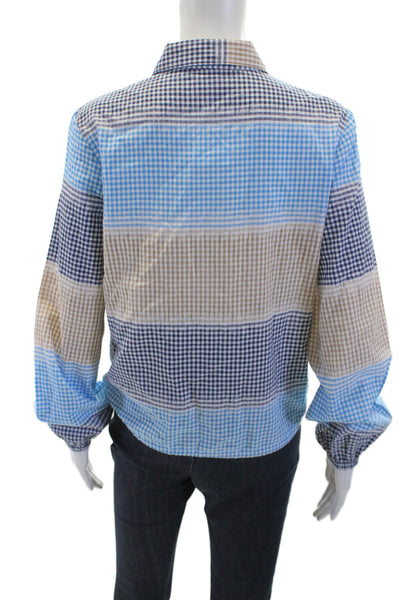 Tweed Womens Tie Front Gingham Collar Button Down Shirt Multicolor Size L