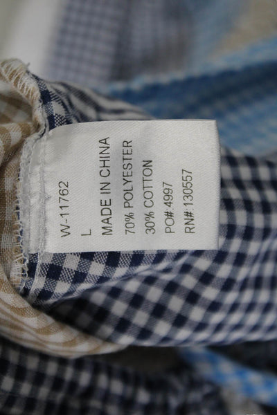 Tweed Womens Tie Front Gingham Collar Button Down Shirt Multicolor Size L