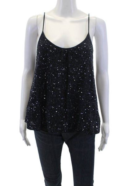 Calypso Saint Barth Womens Sequined Tank Top Navy Blue Cotton Size Small