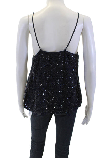 Calypso Saint Barth Womens Sequined Tank Top Navy Blue Cotton Size Small