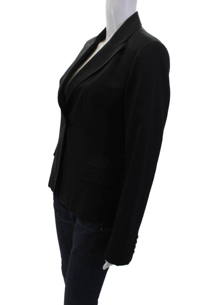 Elie Tahari Womens Single Button Blazer Jacket Black Wool Size 6