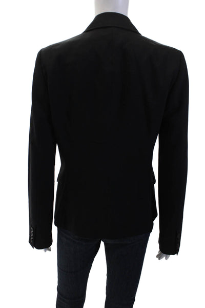 Elie Tahari Womens Single Button Blazer Jacket Black Wool Size 6