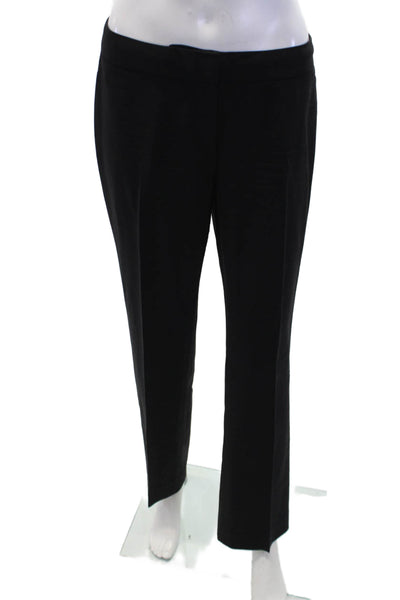 Elie Tahari Womens Creased Straight Leg Dress Pants Black Wool Size 4