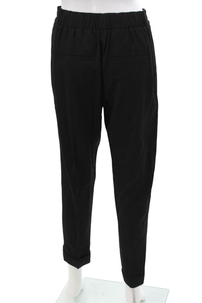 Vince Womens High Rise Drawstring Pleated Cuff Ankle Trouser Pants Black Size S