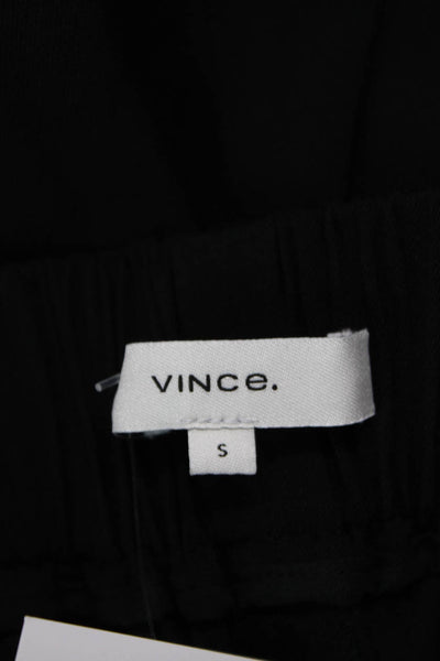 Vince Womens High Rise Drawstring Pleated Cuff Ankle Trouser Pants Black Size S
