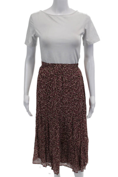 Ba&Sh Womens Floral Print Pleated Front Tiered Zip Side Skirt Multicolor Size 1