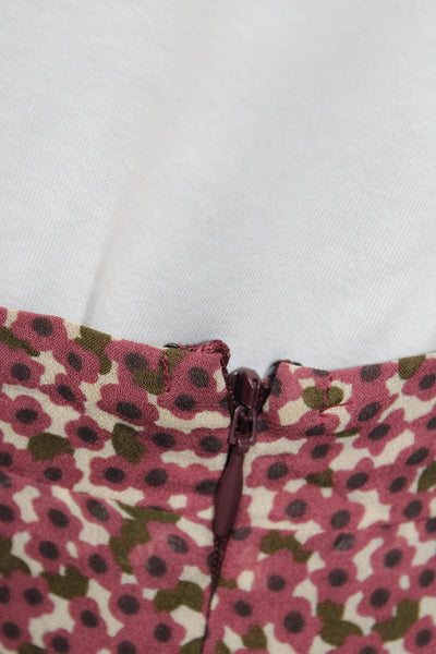 Ba&Sh Womens Floral Print Pleated Front Tiered Zip Side Skirt Multicolor Size 1